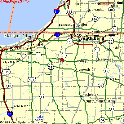 Michiana map to Saylor's End of the Trail Riding Stable